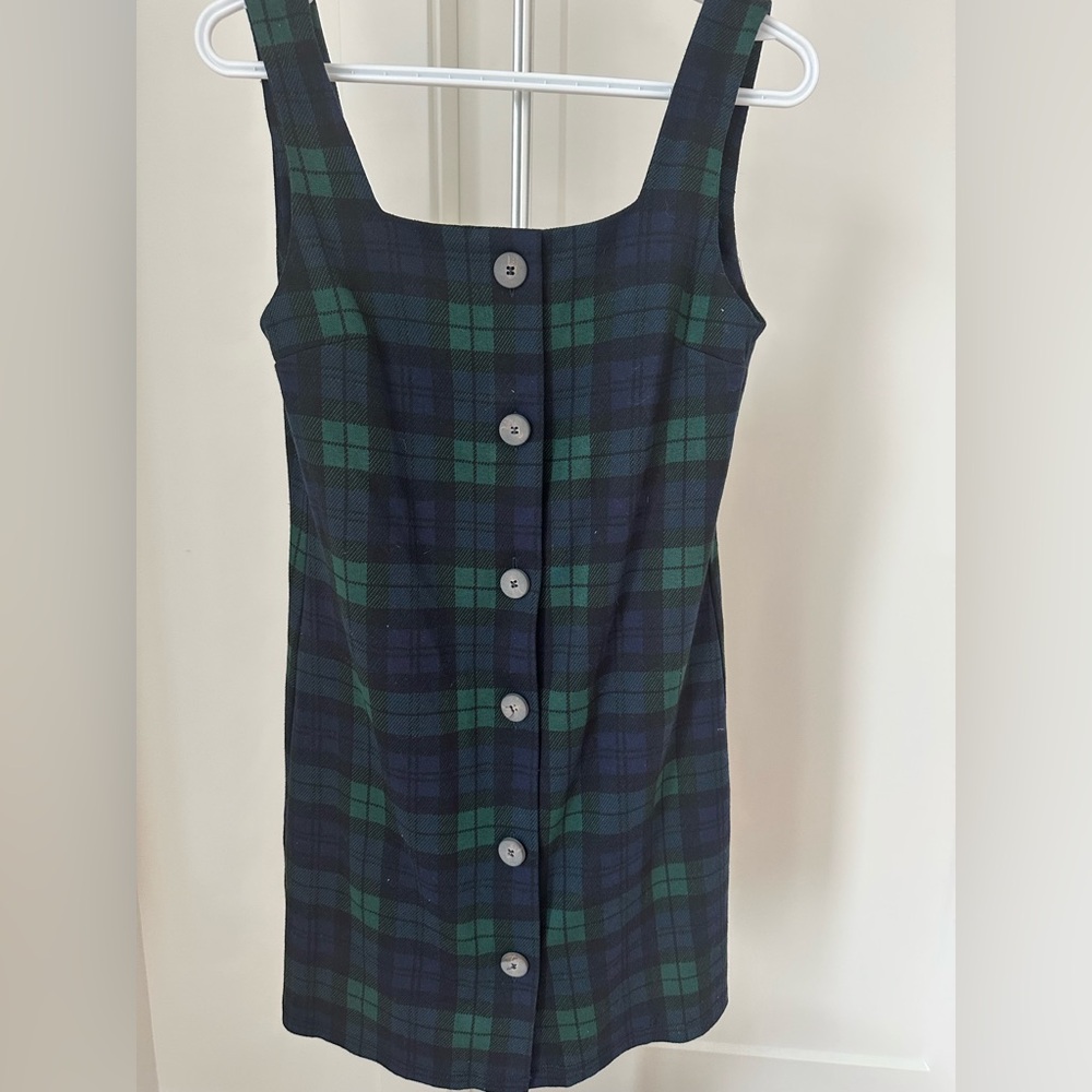NWOT Mango Plaid Green and Blue Dress